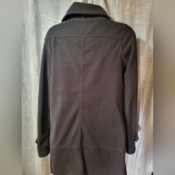 Esprit EDC Y2k Size M FLEECE Double Breasted Pea Coat high button Lapel black - Picture 12 of 15